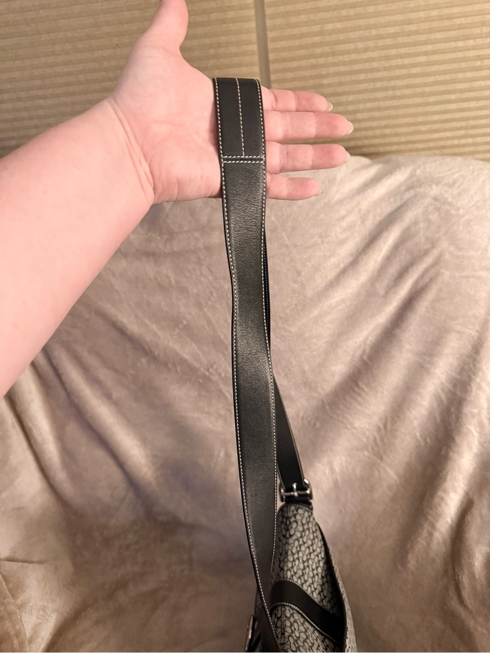 Coach Black and Gray Signature Canvas Crossbody with Buckle Trim - Picture 10 of 13
